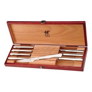 NIB J.A. Henckels 8-Piece Stainless-Steel Steak Knife Set in Wood Gift Box